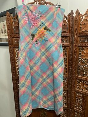 BCBGMaxAzria Blue Lined Wool-Blend Garment